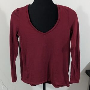 American Eagle Outfitters Deep Red Long Sleeve Tee